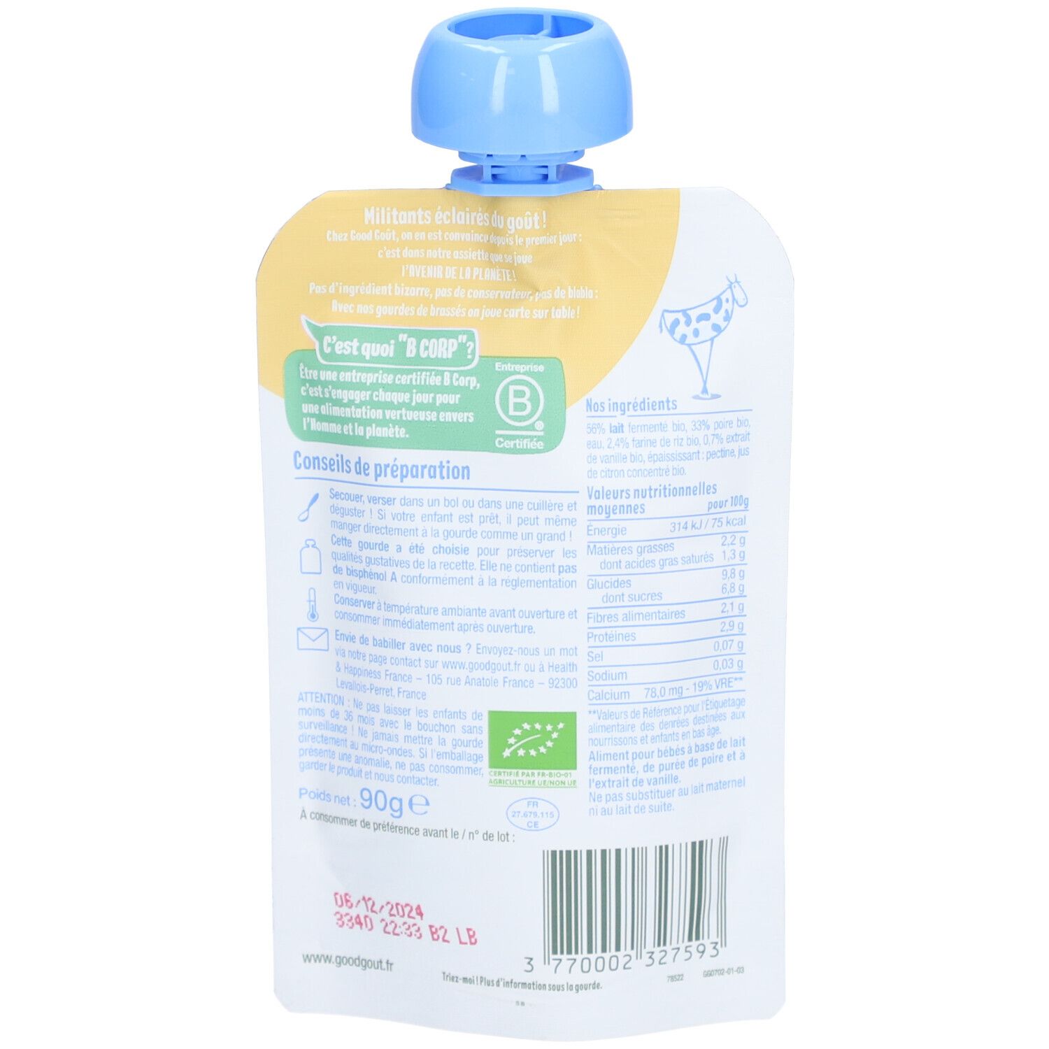 Good Goût Brassé au Lait de Vache Poire Vanille