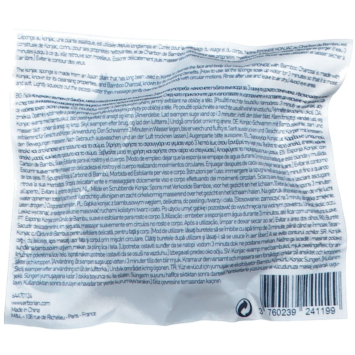erborian Éponge Konjac au Charbon de Bambou