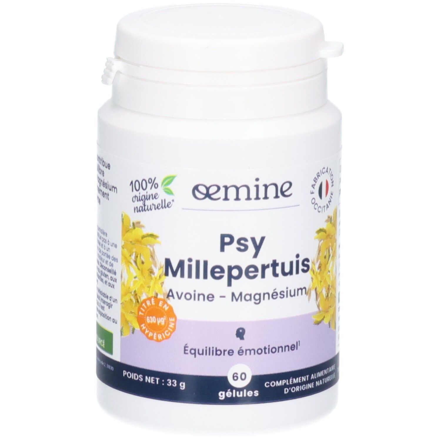 OEMINE PSY Millepertuis Gélules: Avoine, Magnésium pour l'équilibre émotionnel. 60 gélules.