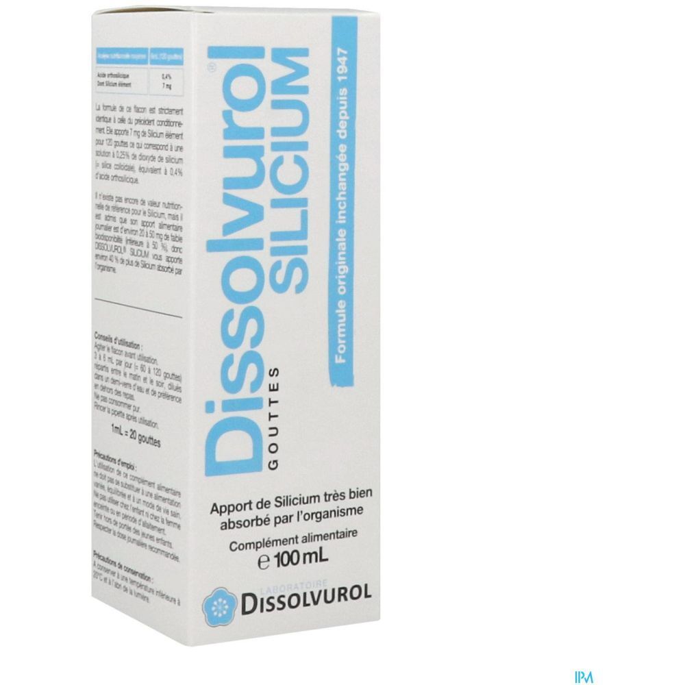 Dissolvurol Silicium, Solution buvable, complément alimentaire à base de silicium, fl 100