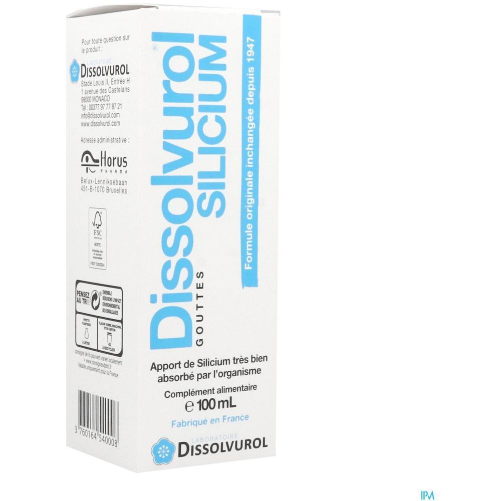 Dissolvurol Silicium, Solution buvable, complément alimentaire à base de silicium, fl 100