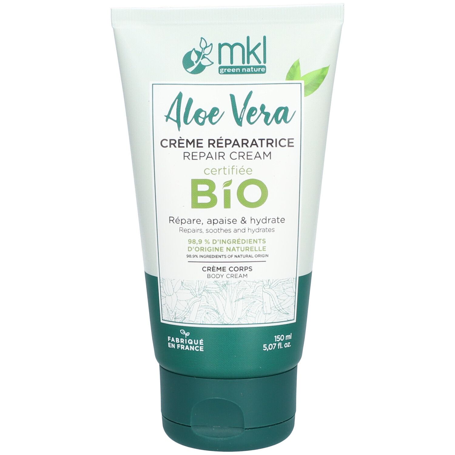 mkl CRÈME RÉPARATRICE ALOE VERA 150 ML - CERTIFIÉE BIO