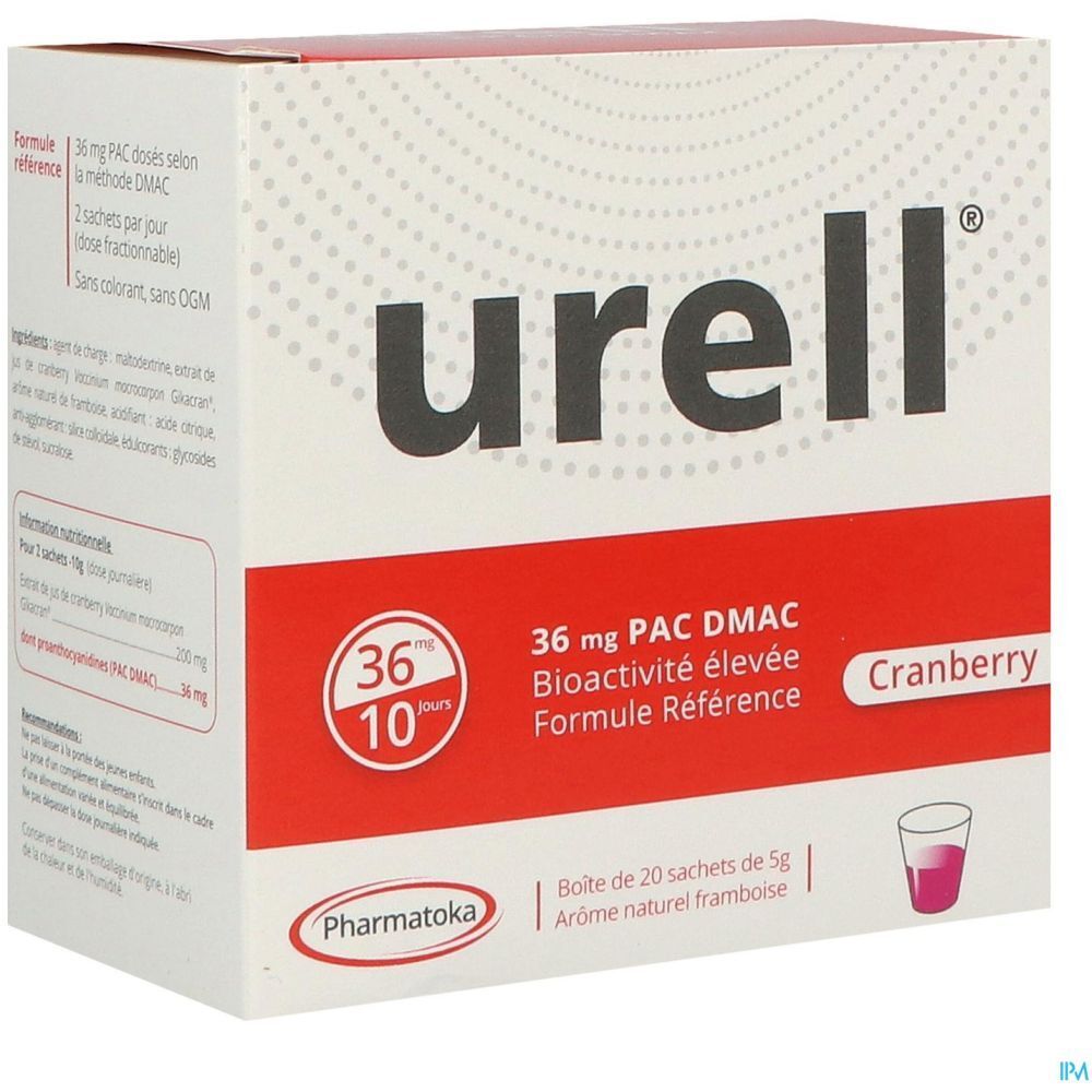 Urell 36 mg PAC DMAC Sachet, Poudre à diluer, complément alimentaire à base de cranberry,