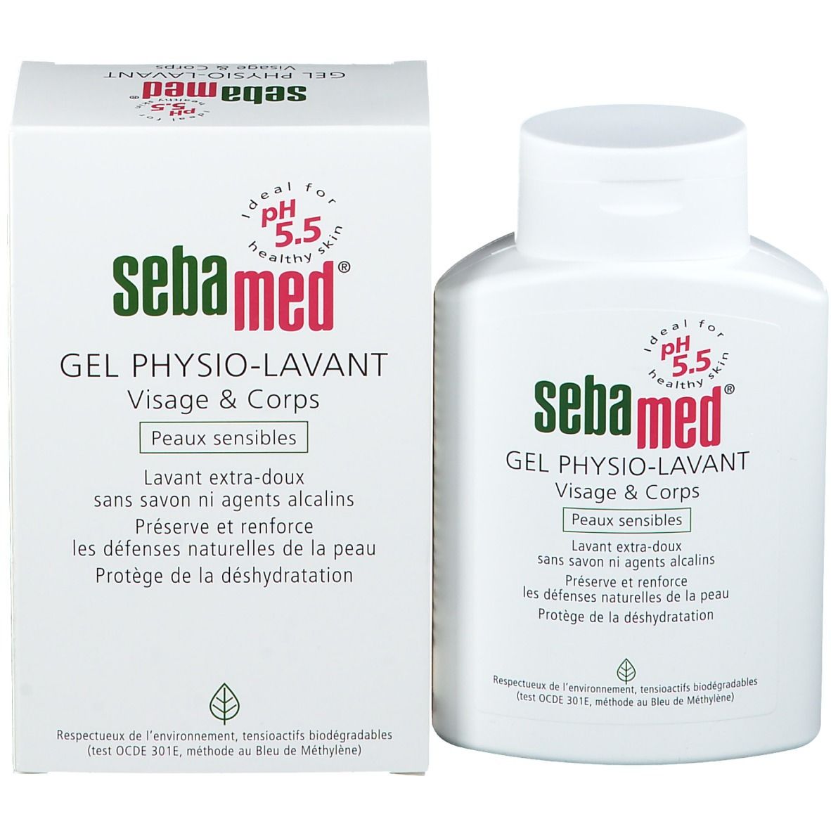 Sebamed avec emballage. Gel Physio-Lavante Visage & Corps. Peaux sensibles. Emballage blanc avec logo.