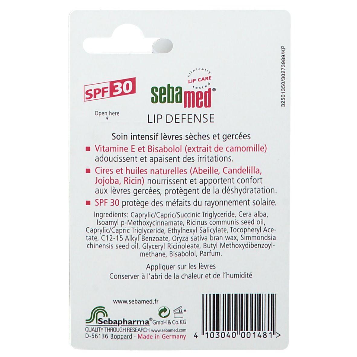 Sebamed® Lip Defense Lèvres sèches et gercées SPF30