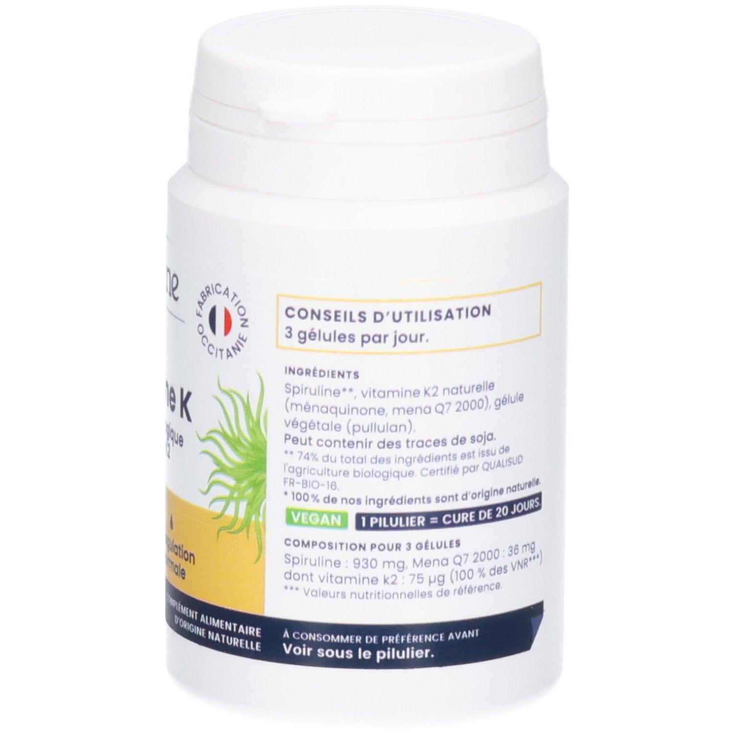 Oemine Vitamine K Dos: Ingrédients, vegan, origine et conseils d'utilisation.