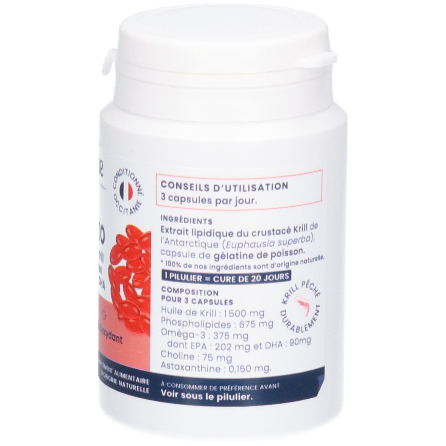 Oemine Krill NKO verso: Composition et conseils d'utilisation. 60 capsules.