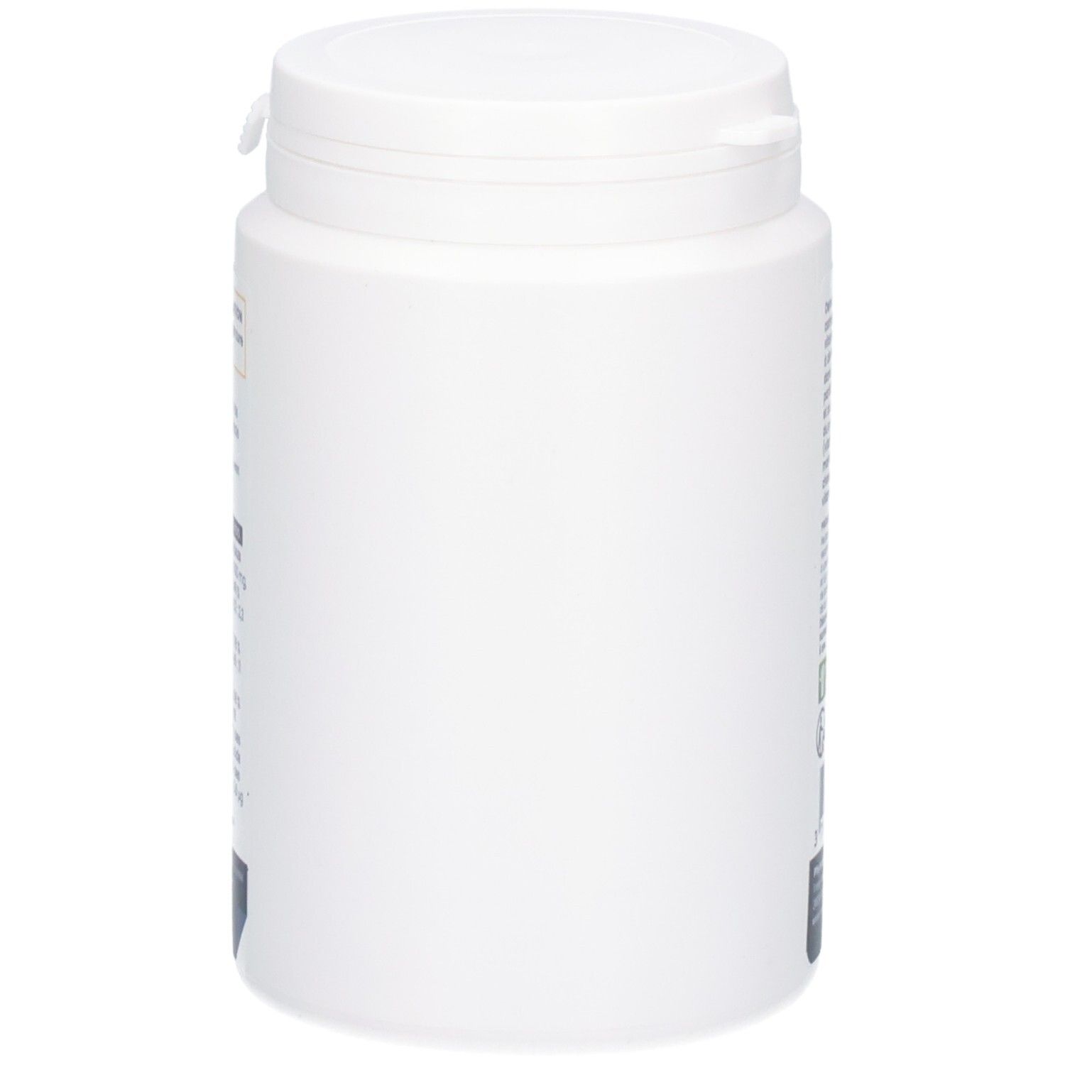 Côté d'un pot blanc de capsules Vitamines B complexe.