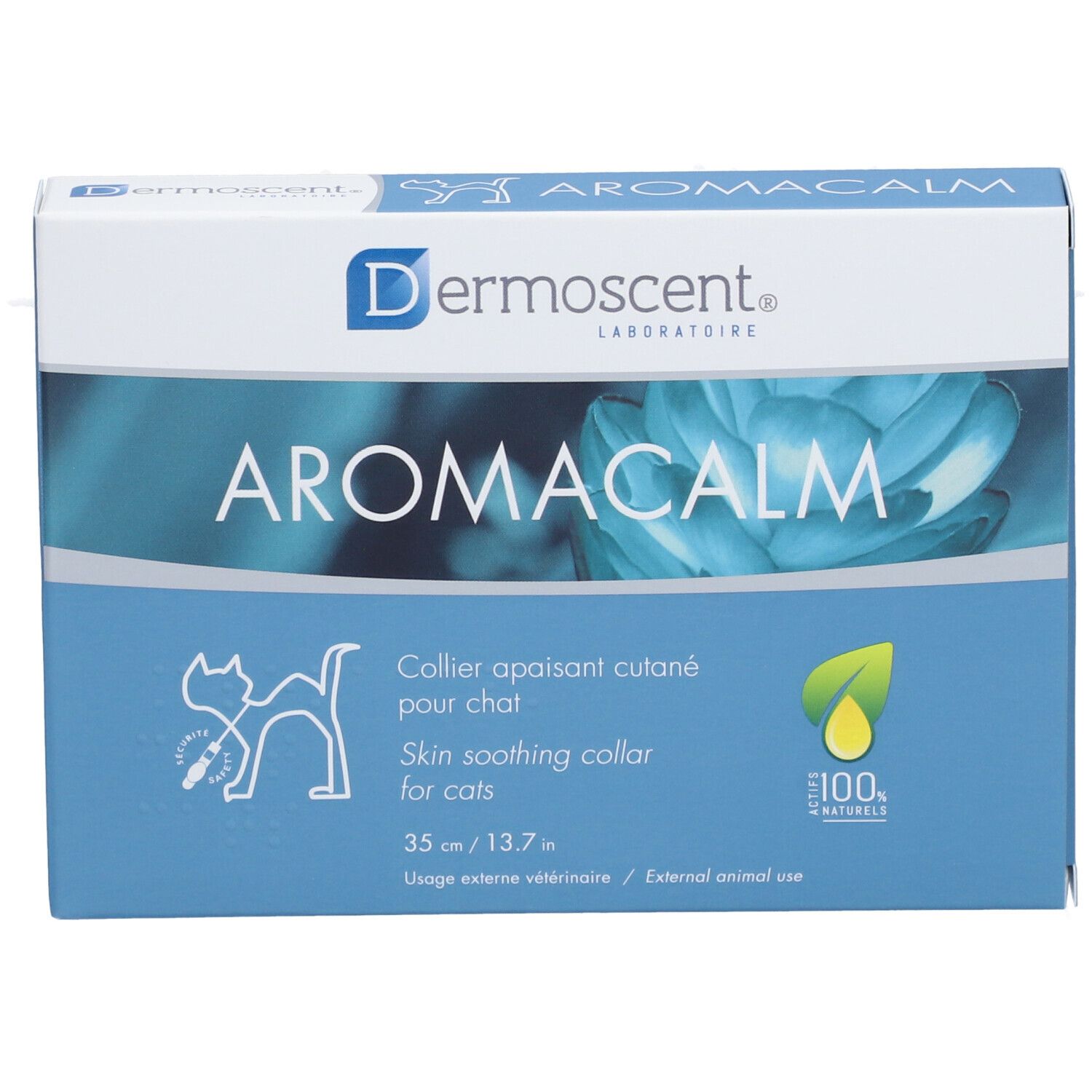 AROMACALM DERMOSCENT CHAT - Collier, soin dermocosmétique apaisant cutané, antistress, pou