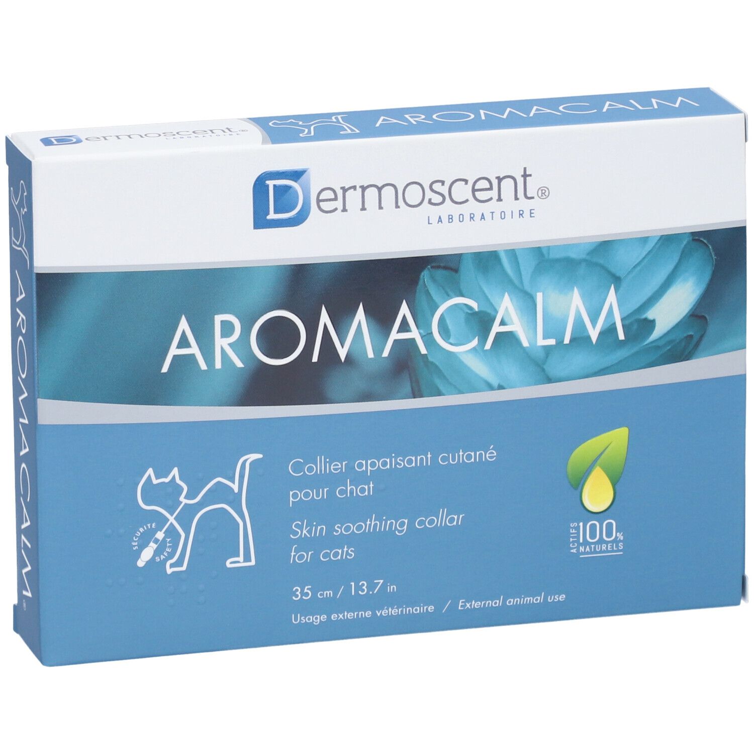 AROMACALM DERMOSCENT CHAT - Collier, soin dermocosmétique apaisant cutané, antistress, pou