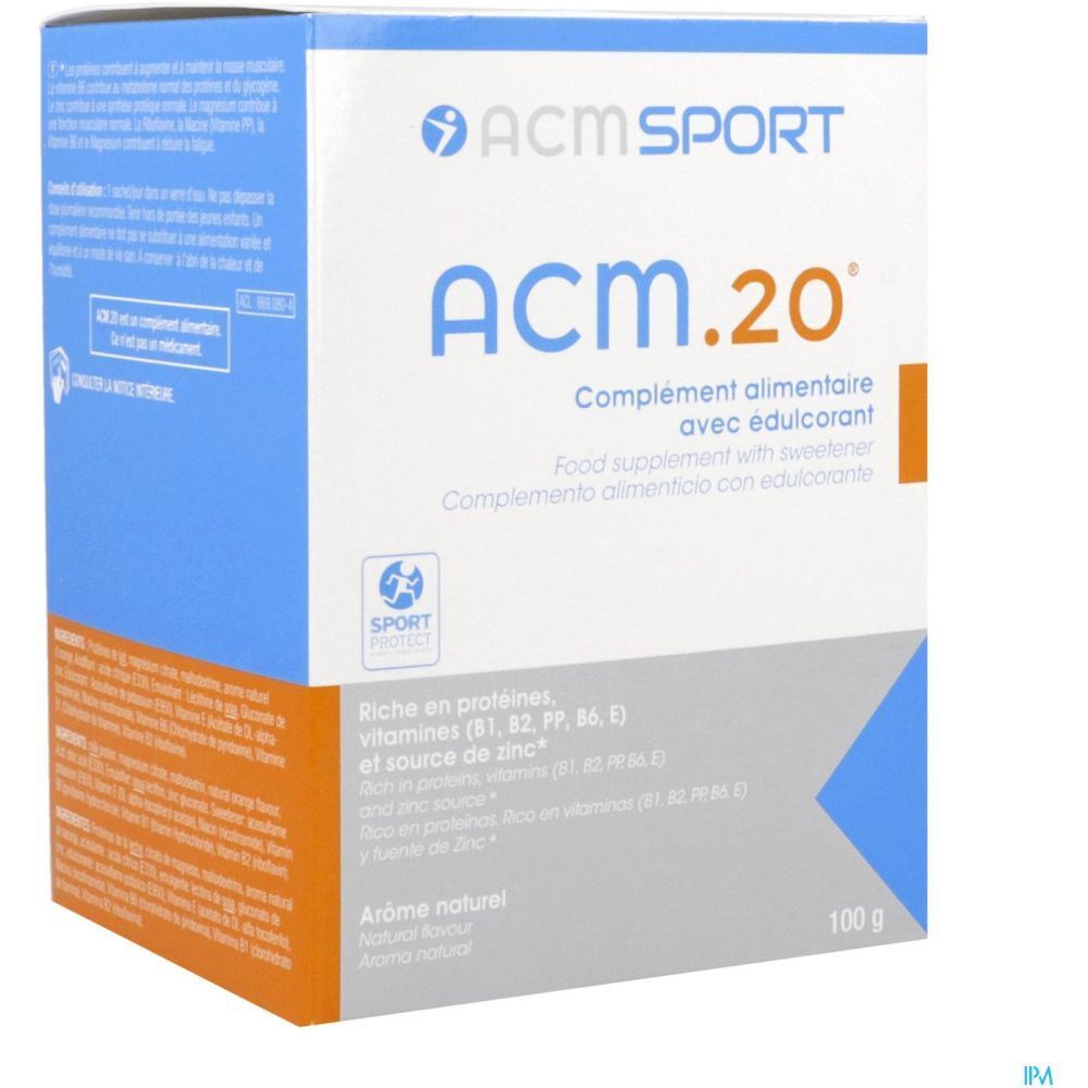 ACM. 20, Poudre, complément alimentaire pour sportifs, bt 10