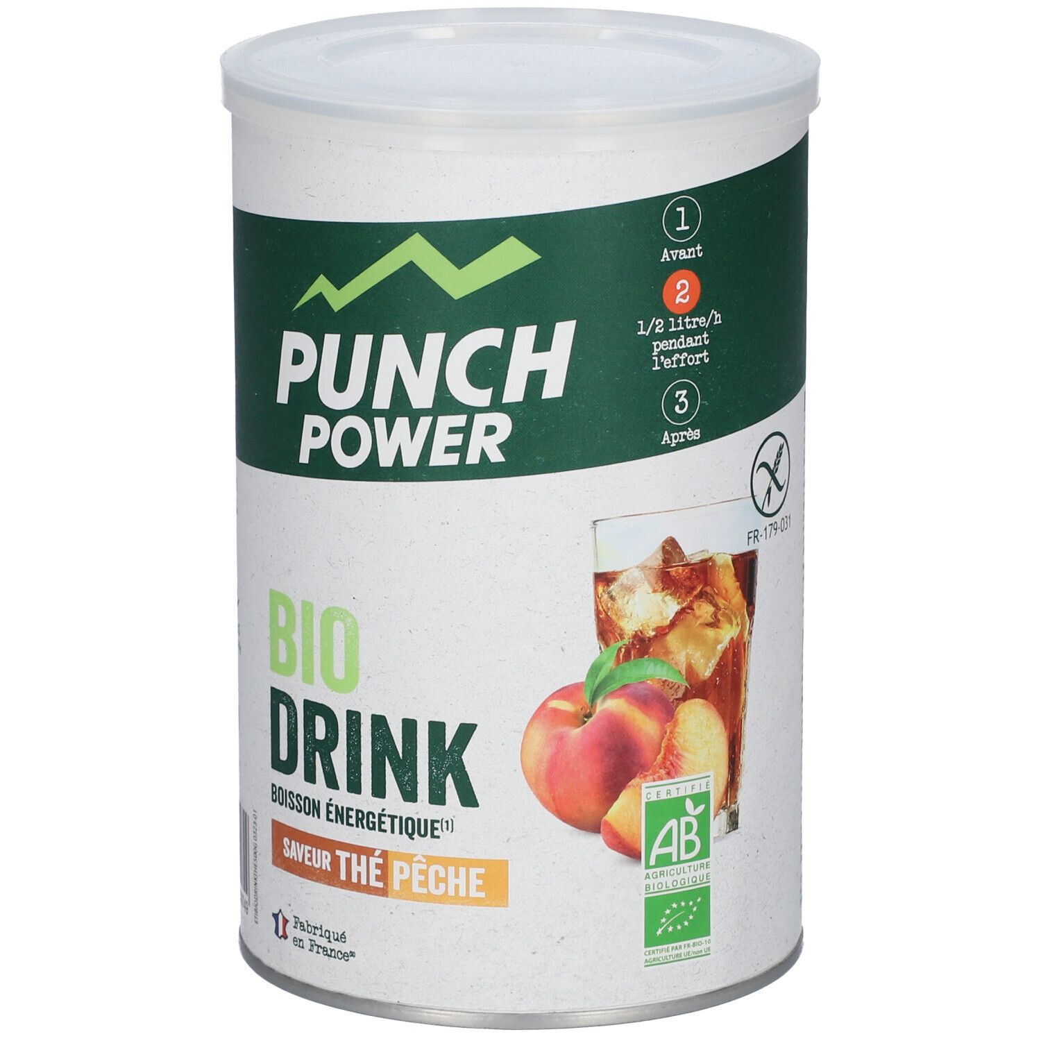 PUNCH POWER Biodrink Boisson énergétique Thé pêche