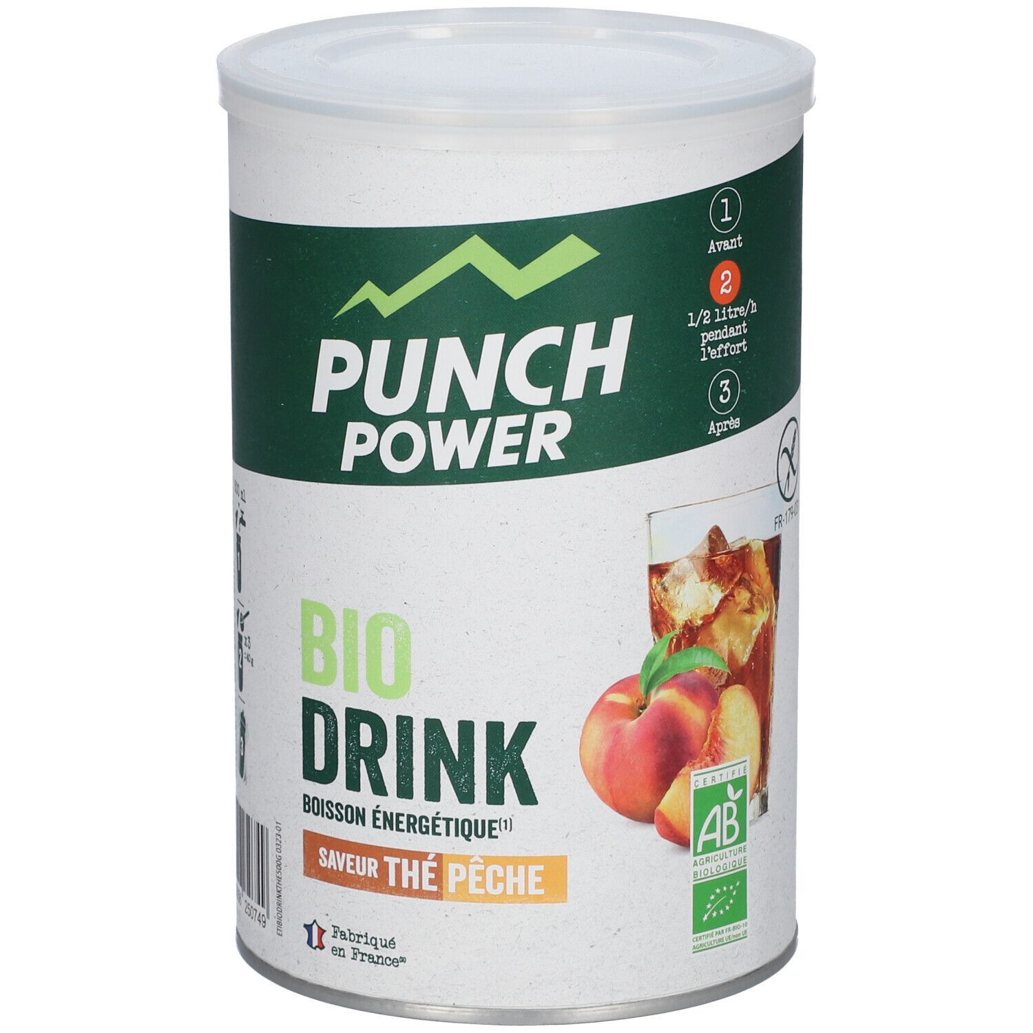 PUNCH POWER Biodrink Boisson énergétique Thé pêche