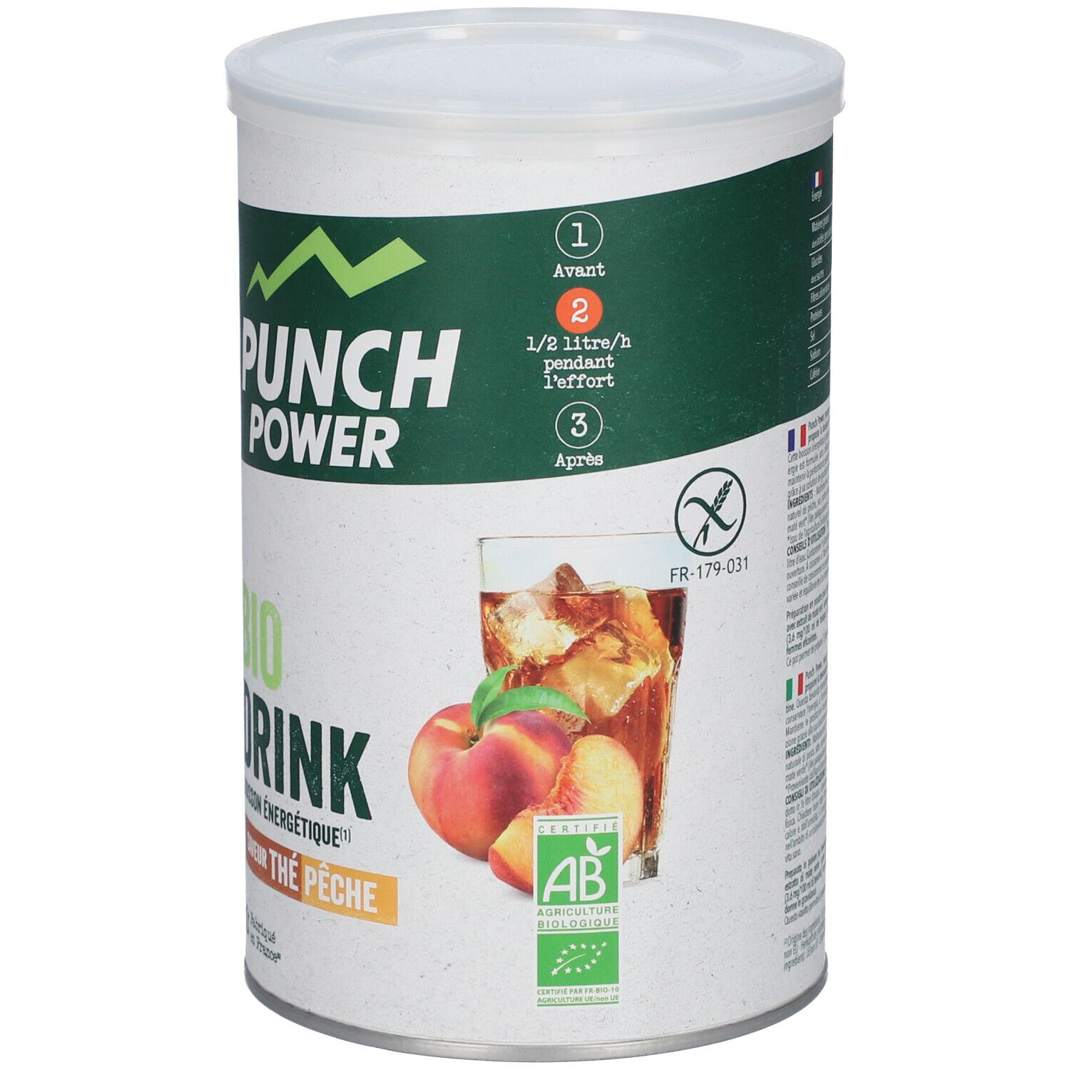 PUNCH POWER Biodrink Boisson énergétique Thé pêche