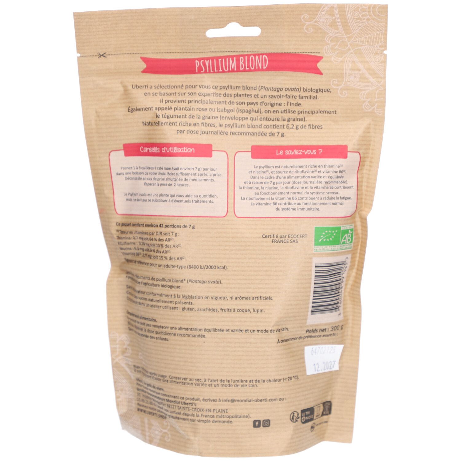 Uberti Psyllium Blond (tégument ) BIO
