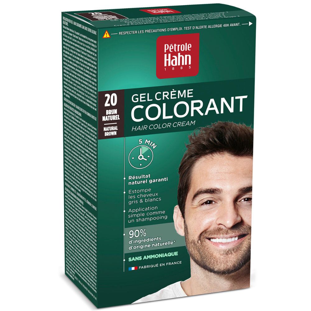 Pétrole Hahn Gel Crème Colorant 20, brun naturel. Pour hommes.