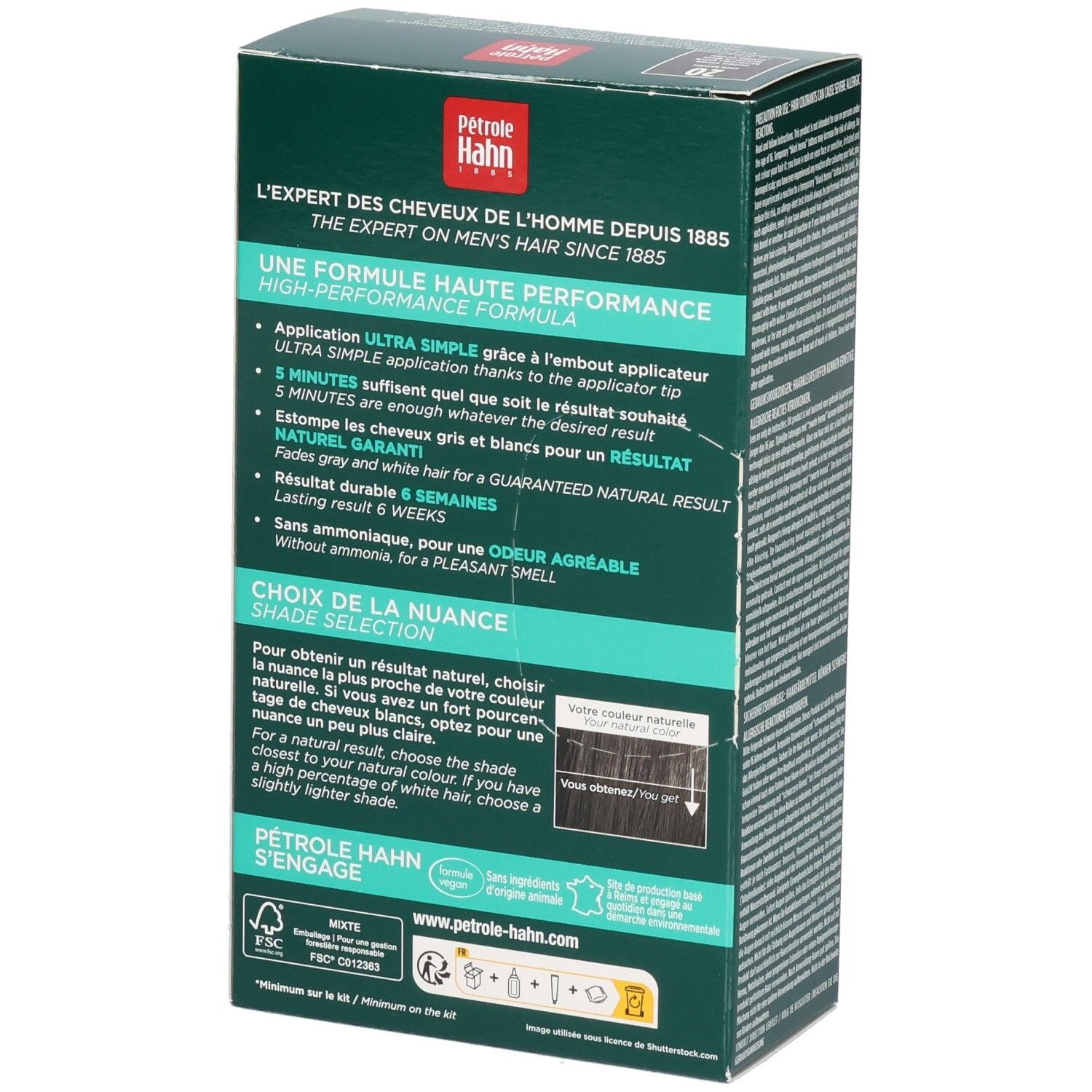 Pétrole Hahn Gel Crème Colorant 20, brun naturel. Pour hommes.