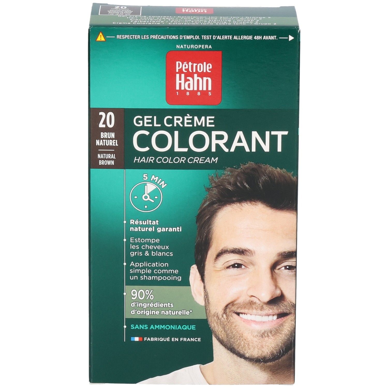 Pétrole Hahn Gel Crème Colorant 20, brun naturel. Pour hommes.