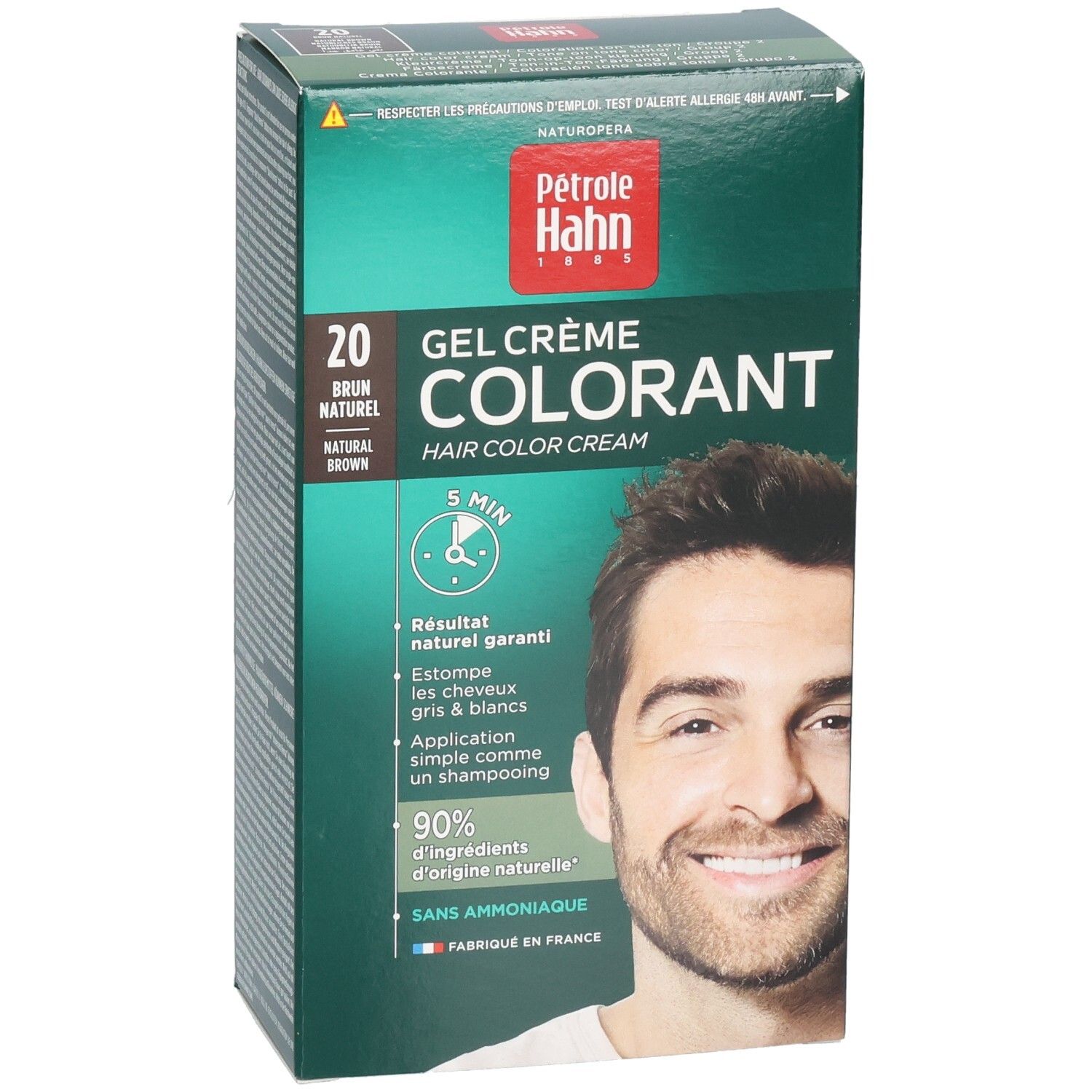 Pétrole Hahn Gel Crème Colorant 20, brun naturel. Pour hommes.