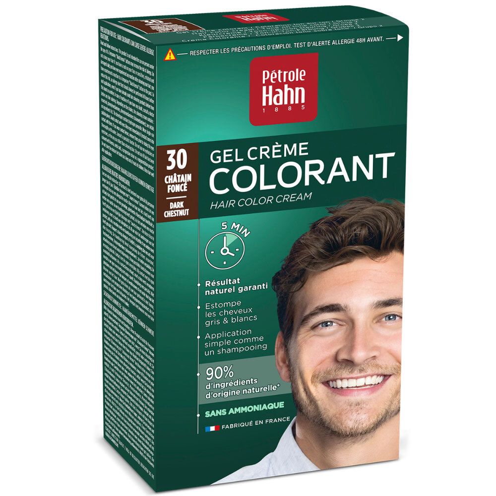 Pétrole Hahn Gel Crème Colorant 30 Châtaigne Force. Coloration pour hommes.