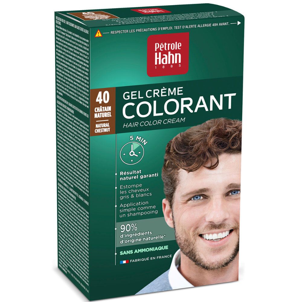 Pétrole Hahn coloration: Kit Gel-Crème, teinte 40 Châtaigne Naturelle. Pour un résultat naturel.