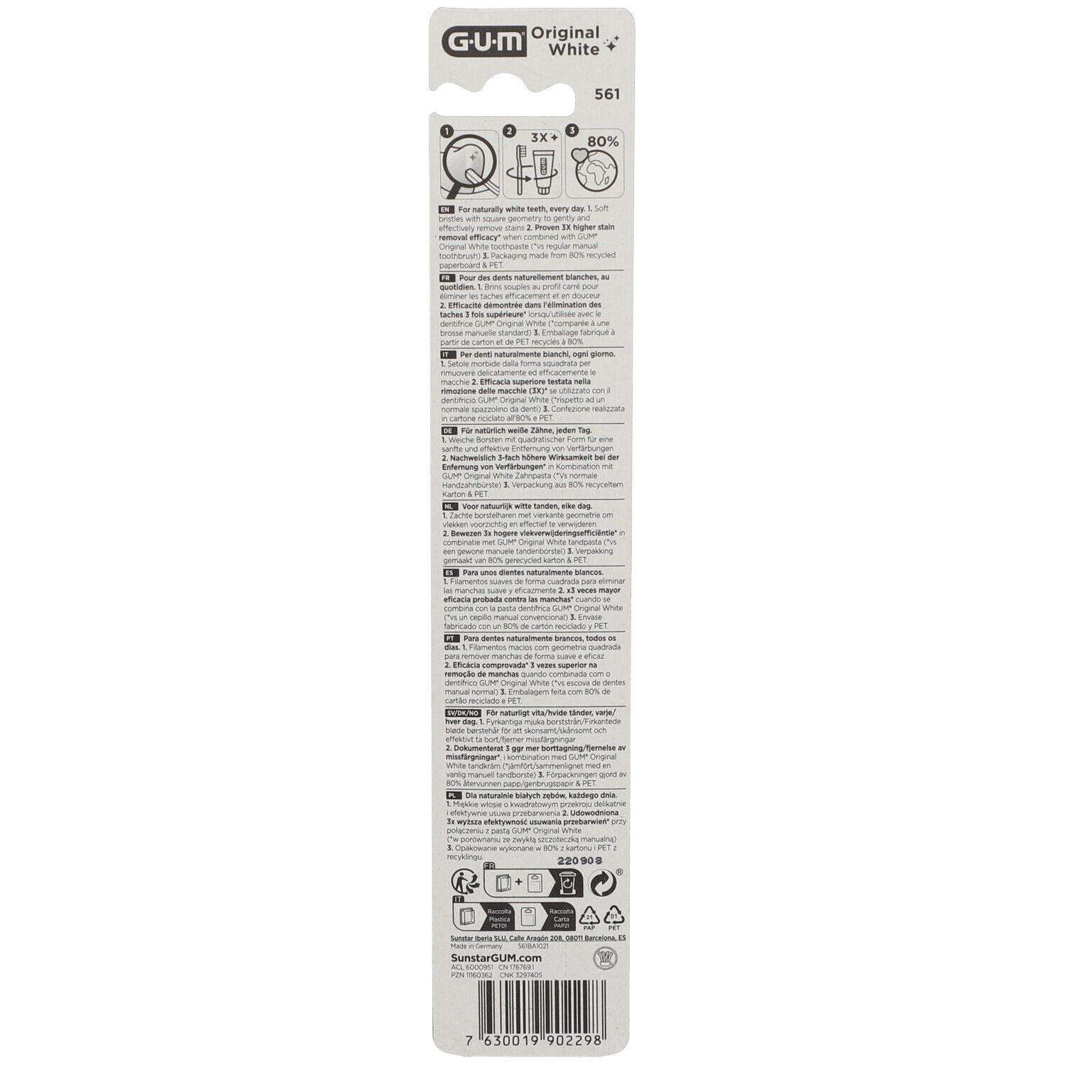 GUM® Original White Brosse à dent compacte souple