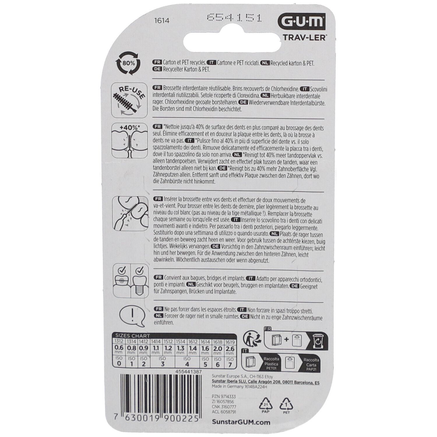 GUM® Trav-Ler® 1,6 mm bleu sapin avec capuchon