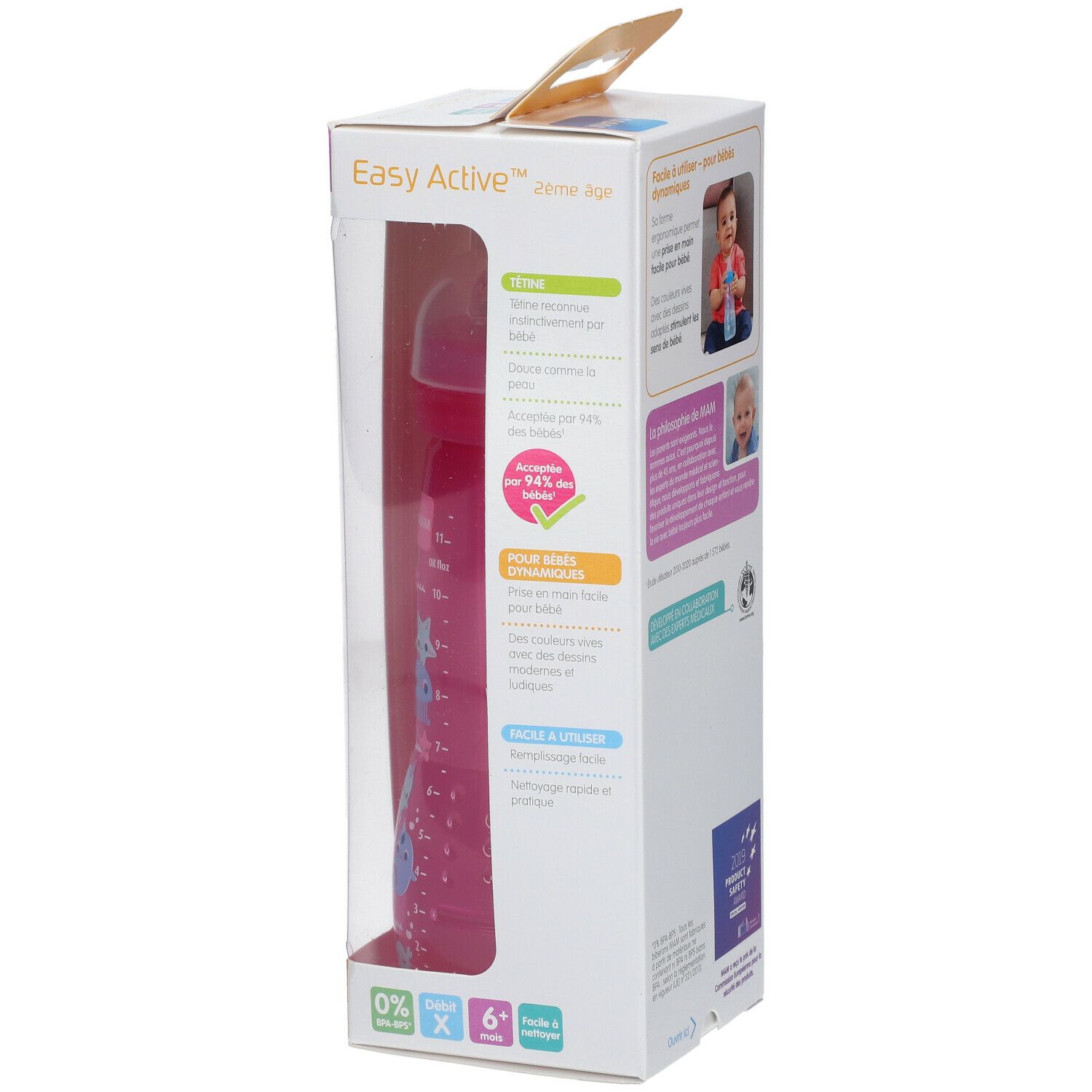 MAM Easy Active™ Biberon 2ème âge 330 ml rose (Couleur non selectionnable)