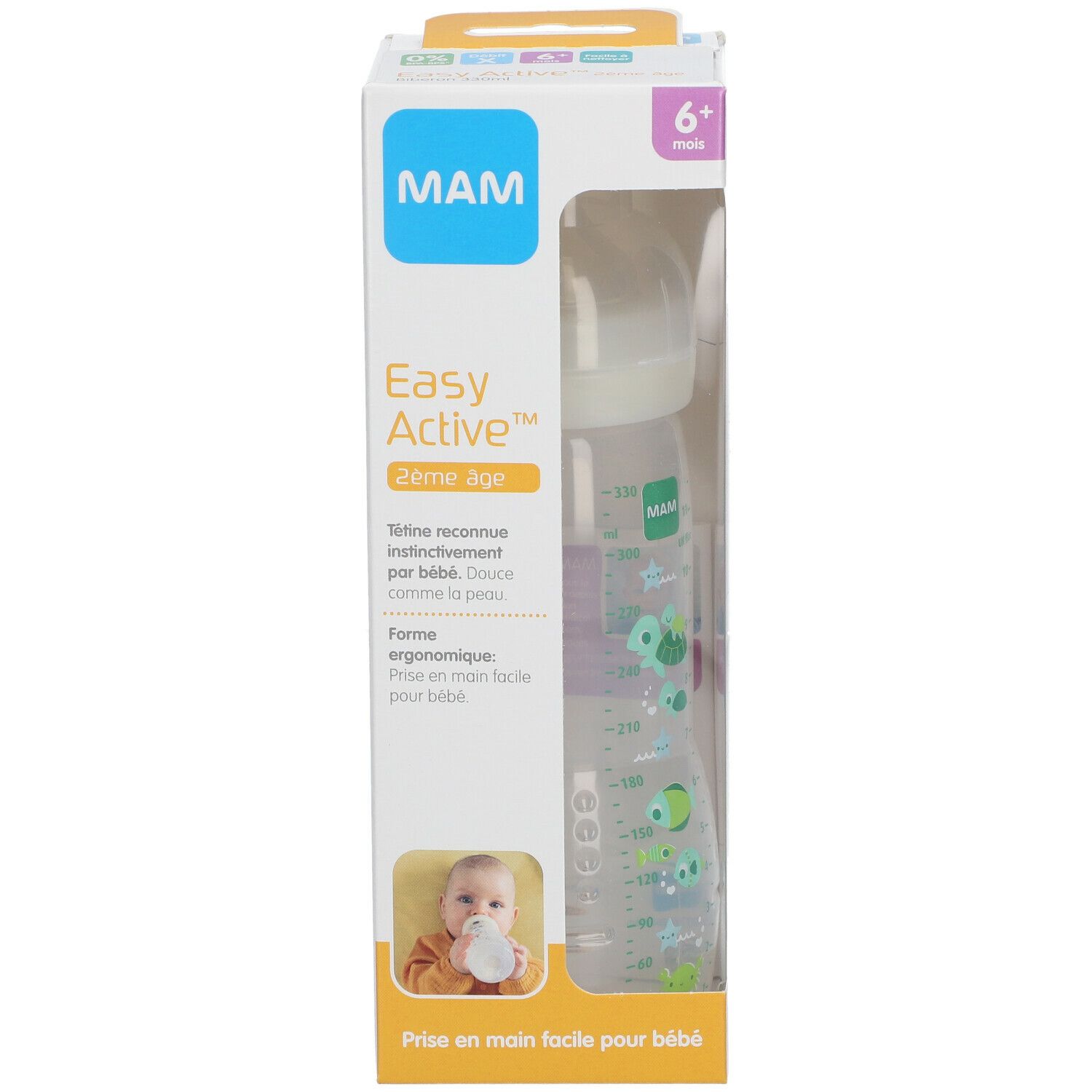 MAM Easy Active™ Biberon 2ème âge 330 ml (Couleur non selectionnable)