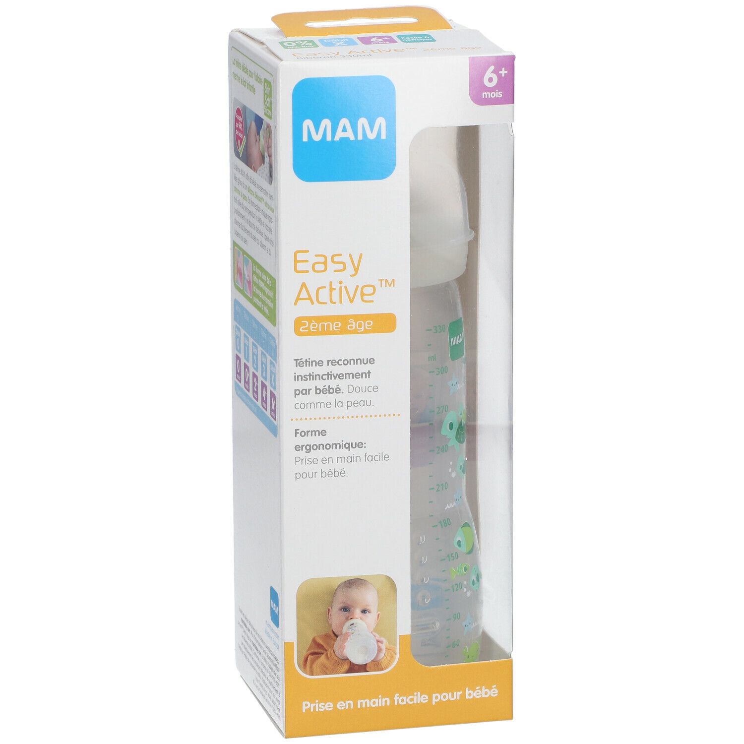 MAM Easy Active™ Biberon 2ème âge 330 ml (Couleur non selectionnable)