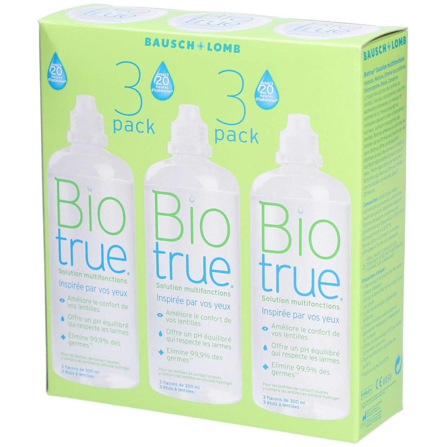 Biotrue Solution Multifonctions Pour Les Lentilles De Contact Pack 3 300ml
