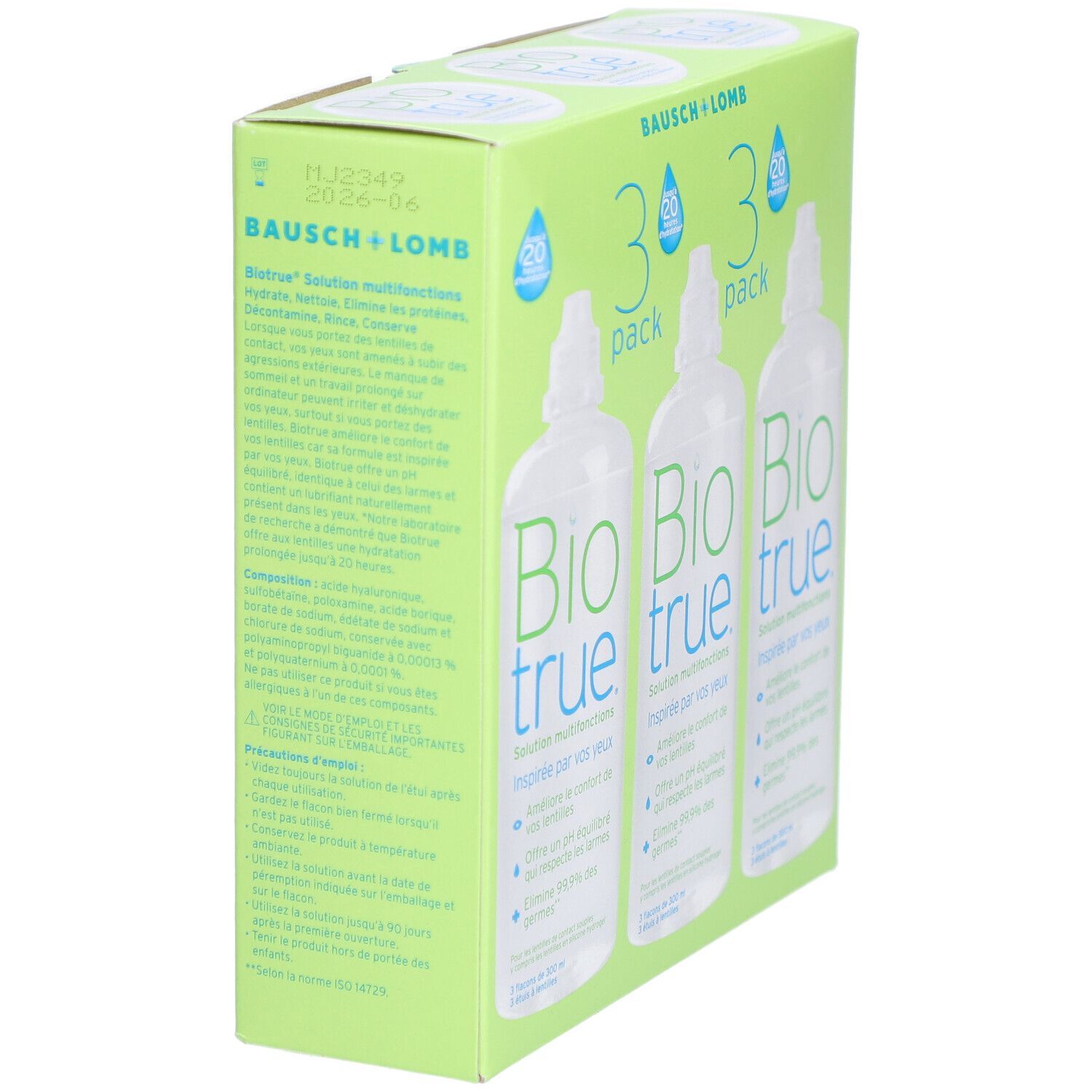 Biotrue Solution Multifonctions Pour Les Lentilles De Contact Pack 3 300ml