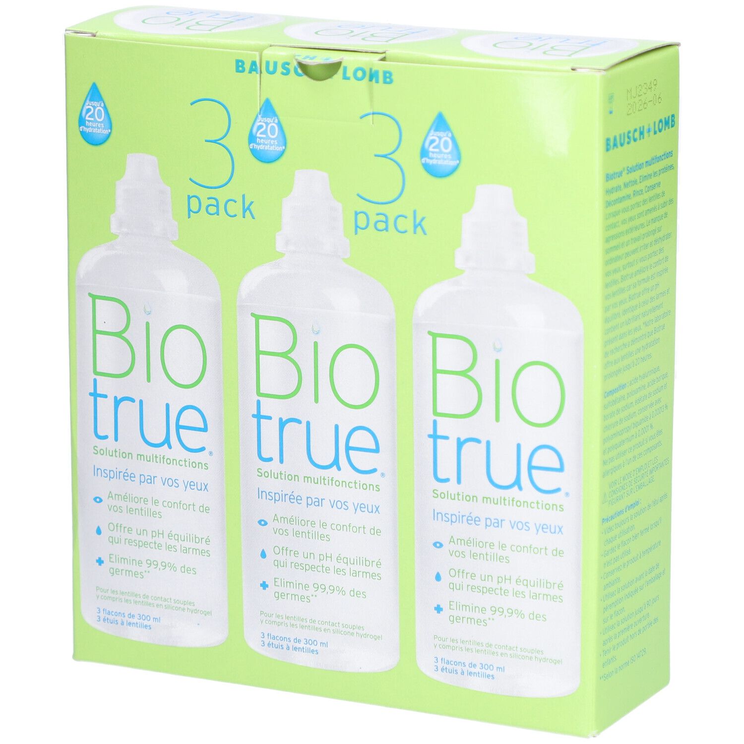 Biotrue Solution Multifonctions Pour Les Lentilles De Contact Pack 3 300ml