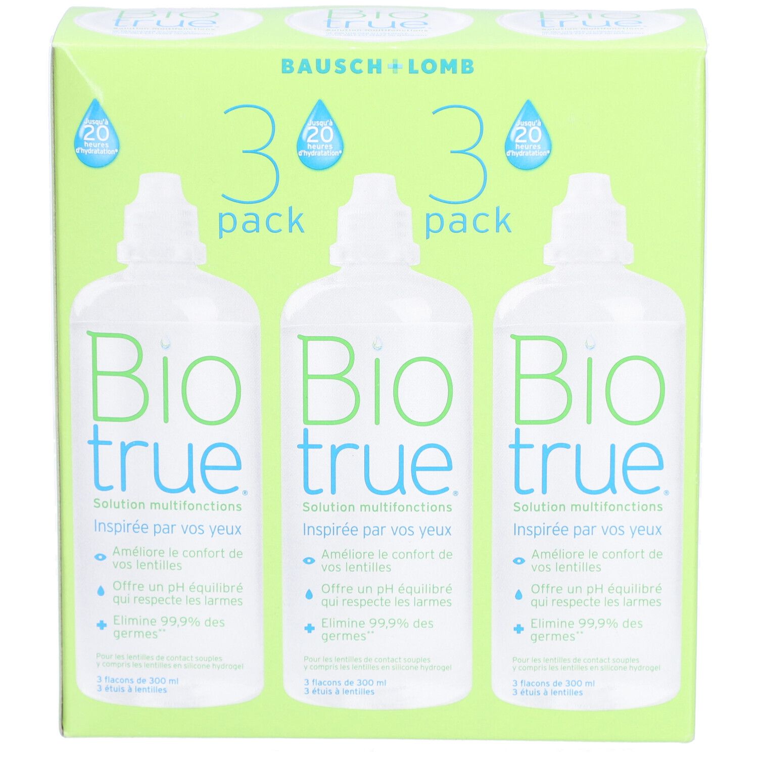 Biotrue Solution Multifonctions Pour Les Lentilles De Contact Pack 3 300ml