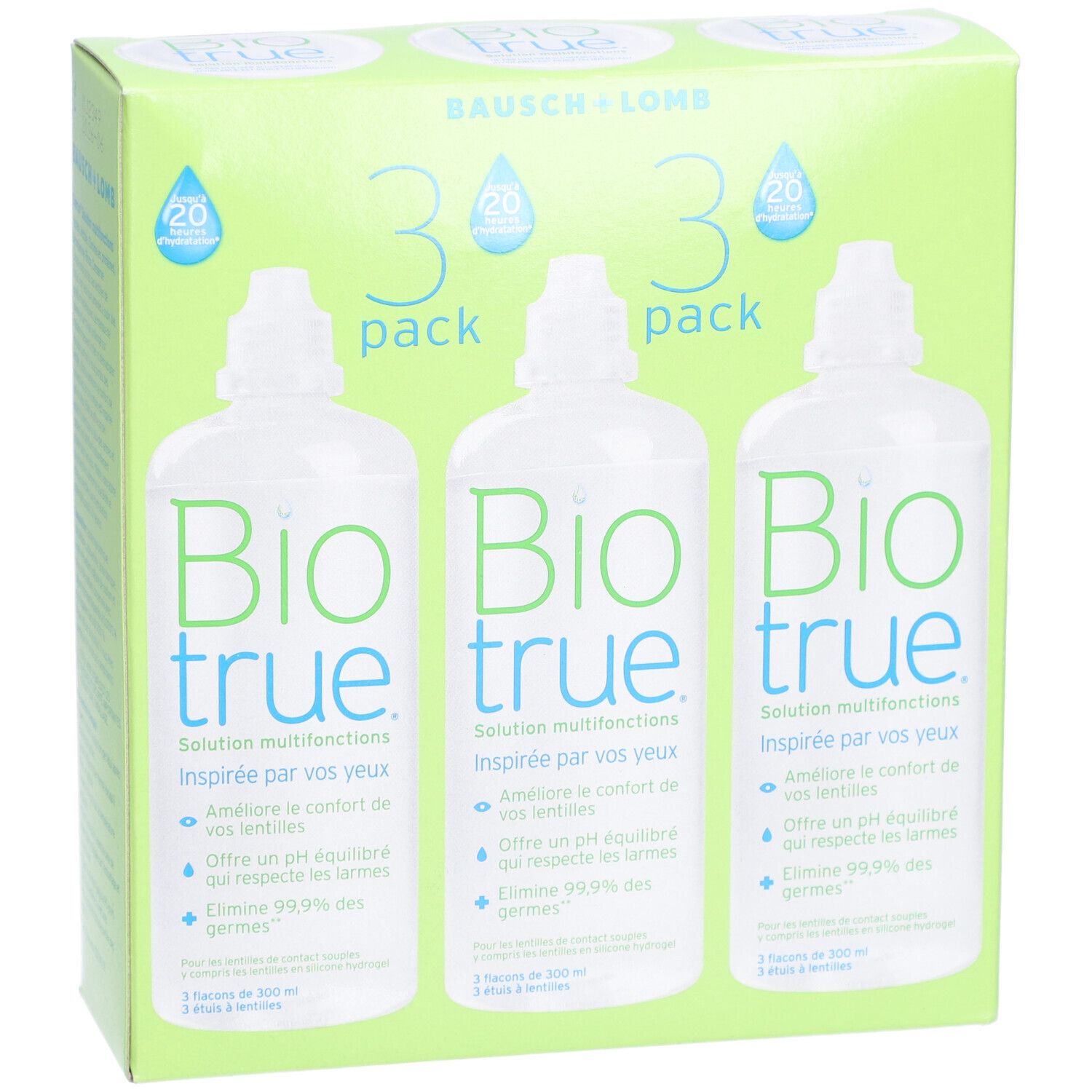 Biotrue Solution Multifonctions Pour Les Lentilles De Contact Pack 3 300ml
