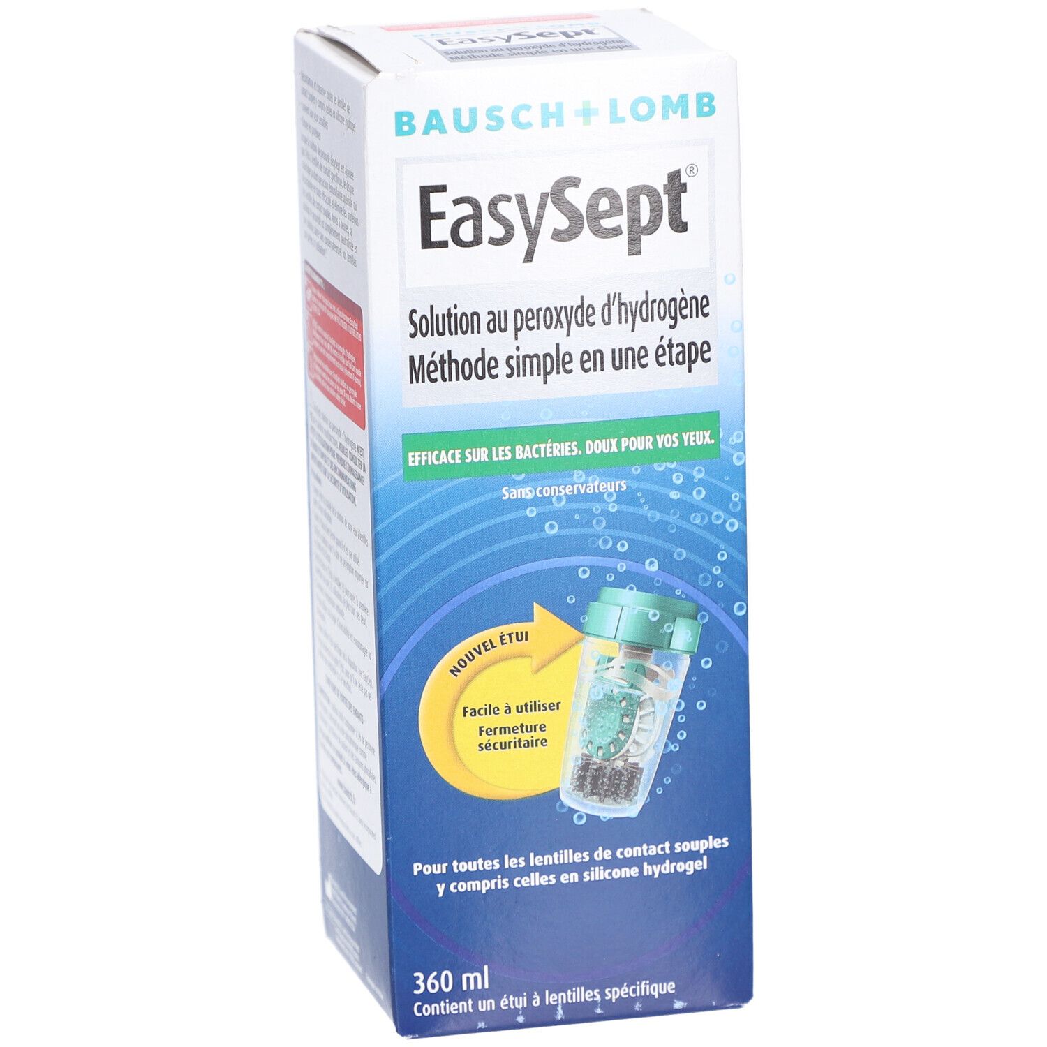 EASYSEPT Solution Au Peroxyde d'Hydrogene Pour Les Lentilles De Contact Souples 360ml