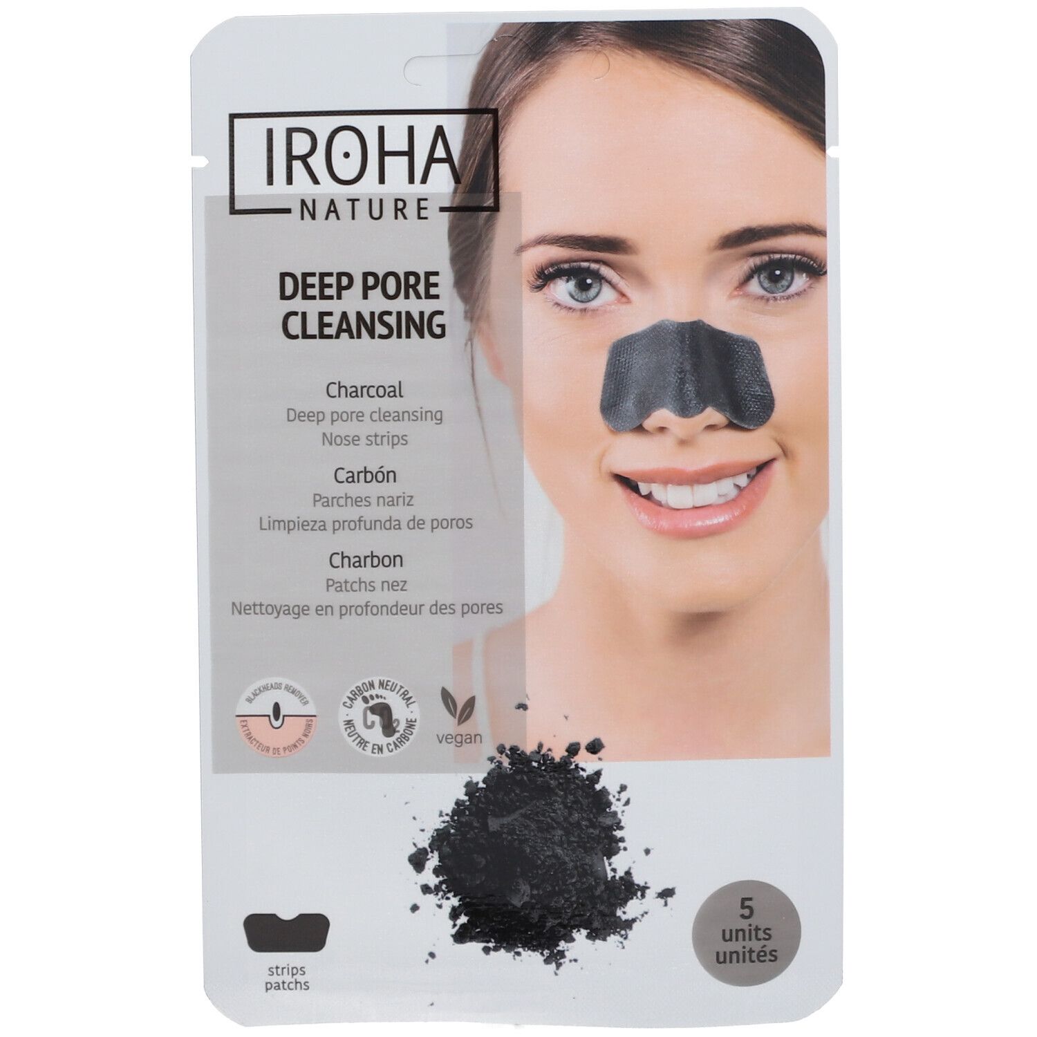 Iroha Nature Bandelettes Nasales Nettoyantes Detox Charcoal 5 Pc S