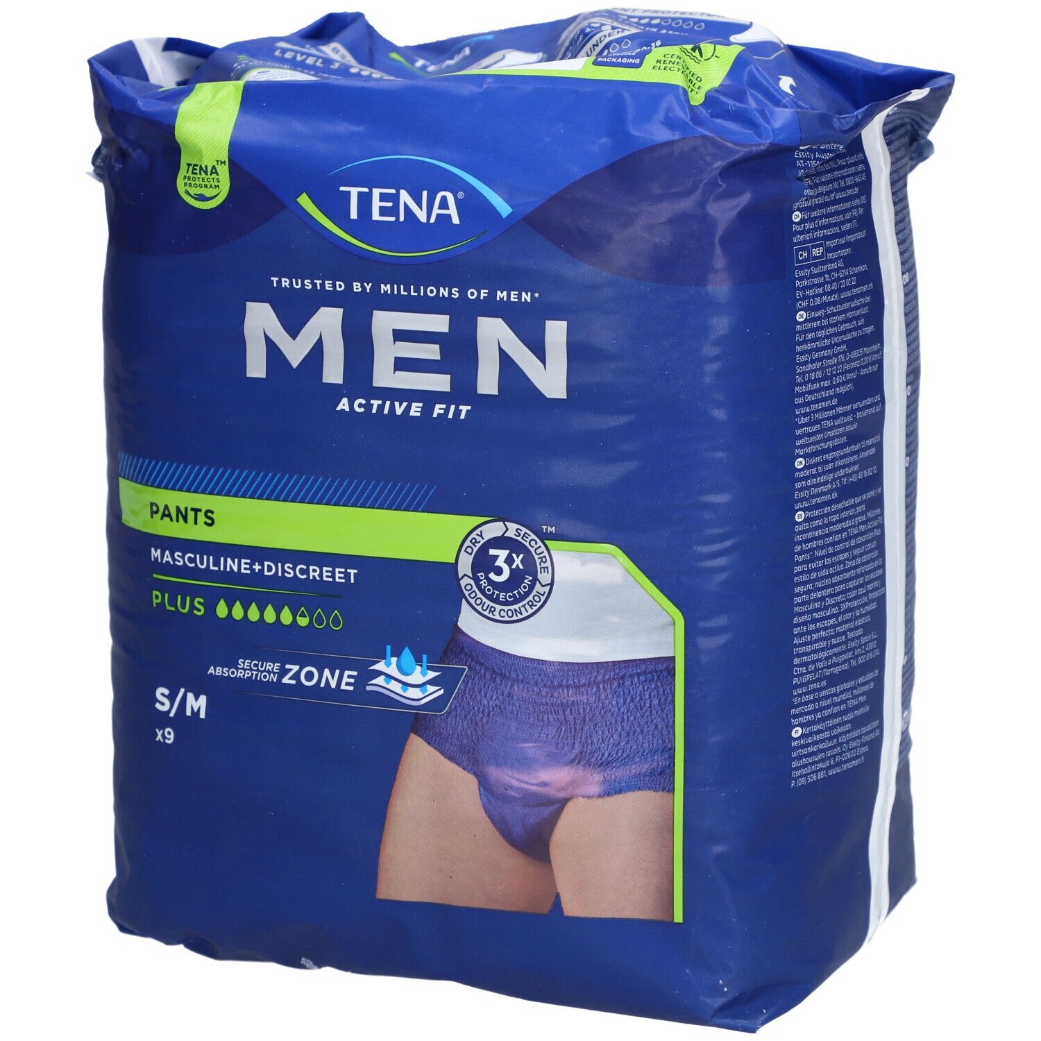 TENA MEN ACTIVE FIT PLUS - Slip absorbant jetable pour incontinence urinaire modérée à for