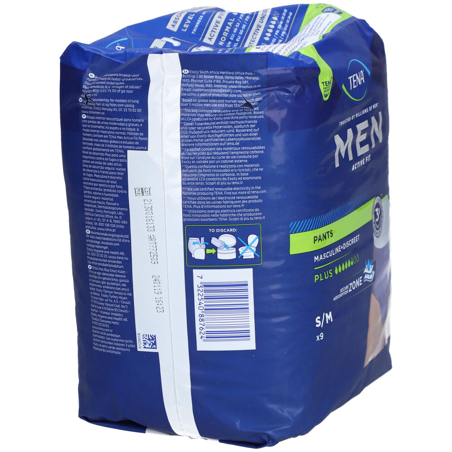TENA MEN ACTIVE FIT PLUS - Slip absorbant jetable pour incontinence urinaire modérée à for