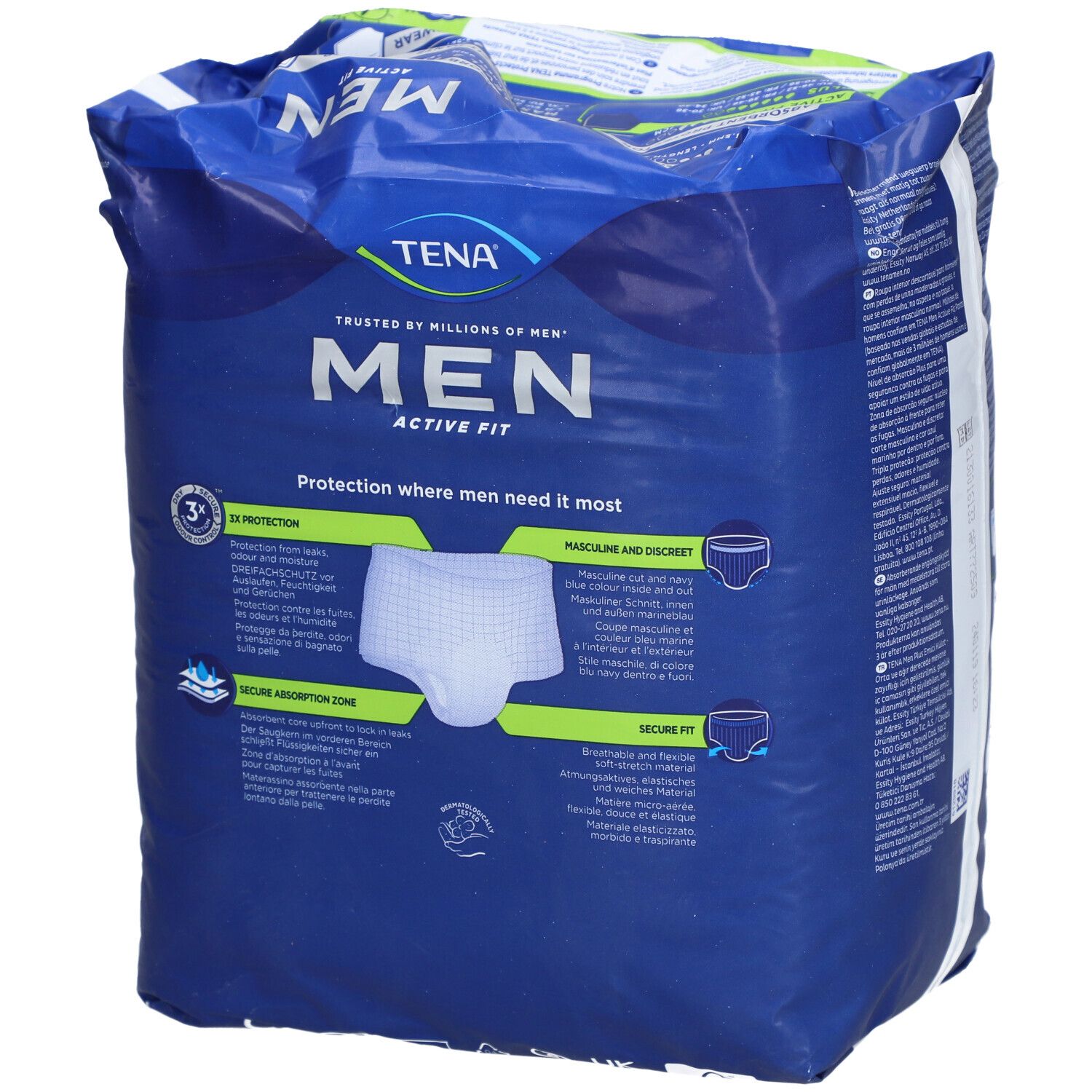 TENA MEN ACTIVE FIT PLUS - Slip absorbant jetable pour incontinence urinaire modérée à for