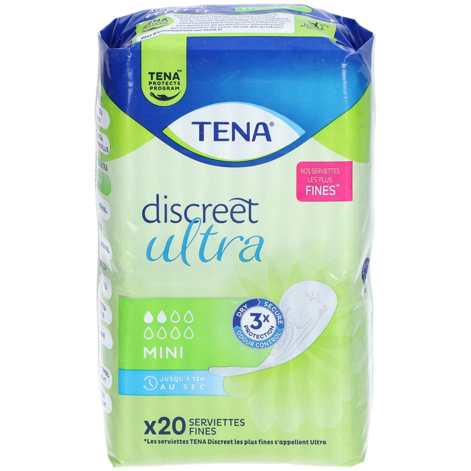 TENA LADY DISCREET MINI - Protection anatomique fine pour incontinence urinaire légère, po