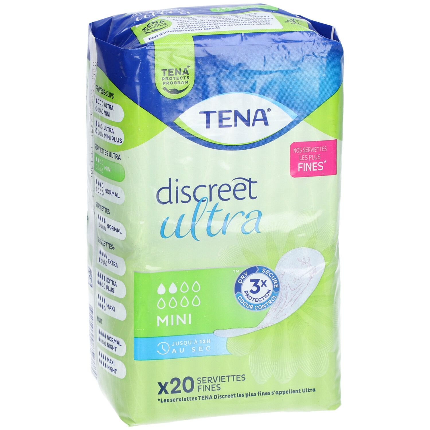 TENA LADY DISCREET MINI - Protection anatomique fine pour incontinence urinaire légère, po