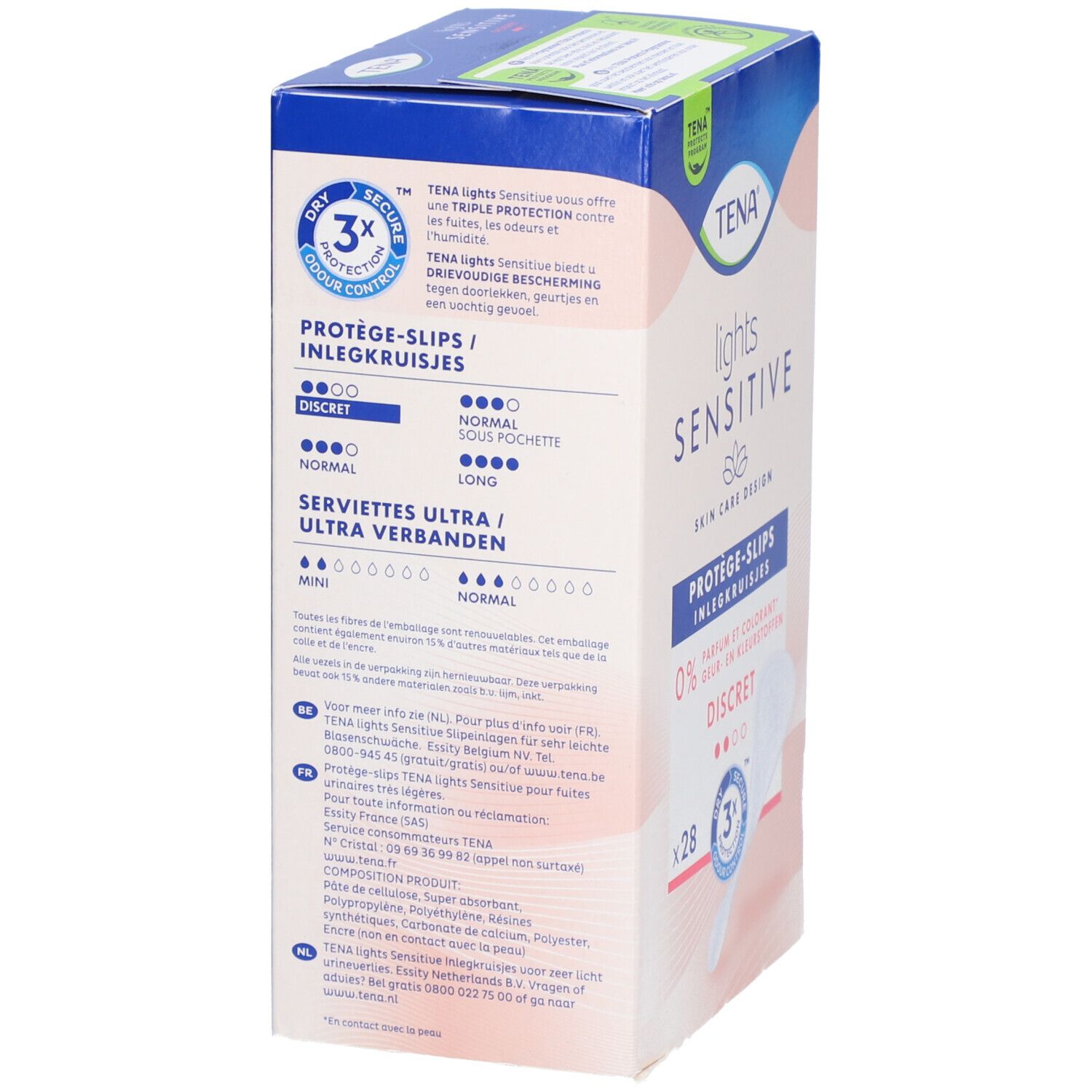TENA LIGHTS PROTÈGE - SLIP DISCRET - Protège-slip adhésif, pour incontinence urinaire légè