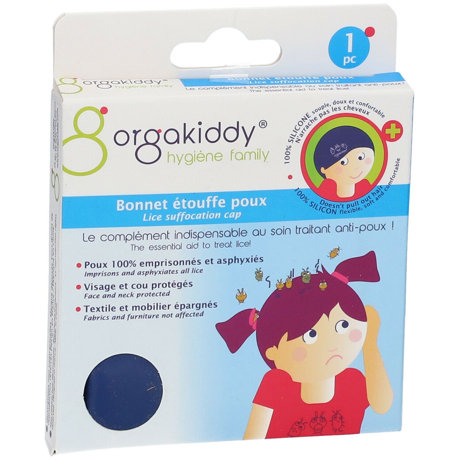 orgakiddy® Bonnet étouffe-poux bleu PR20