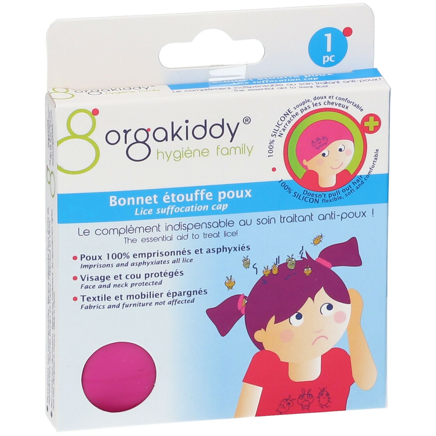 orgakiddy® Bonnet étouffe-poux rose