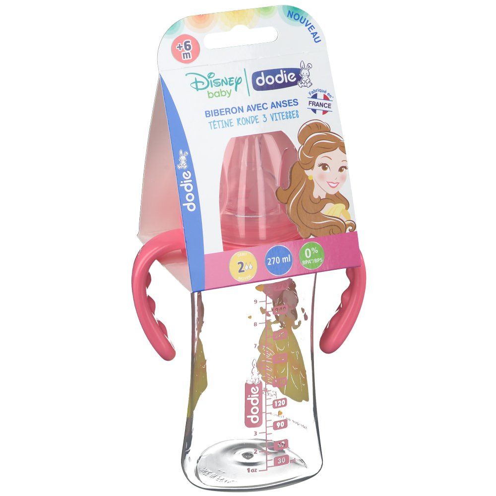 dodie® Biberon 270 ml avec anses Motiv Disney Princess