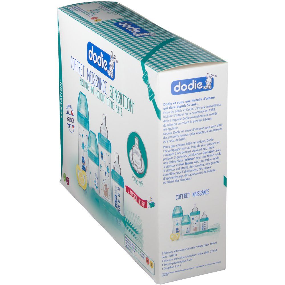 dodie® Coffret naissance Sensation+ Biberons anti-colique tétine plate