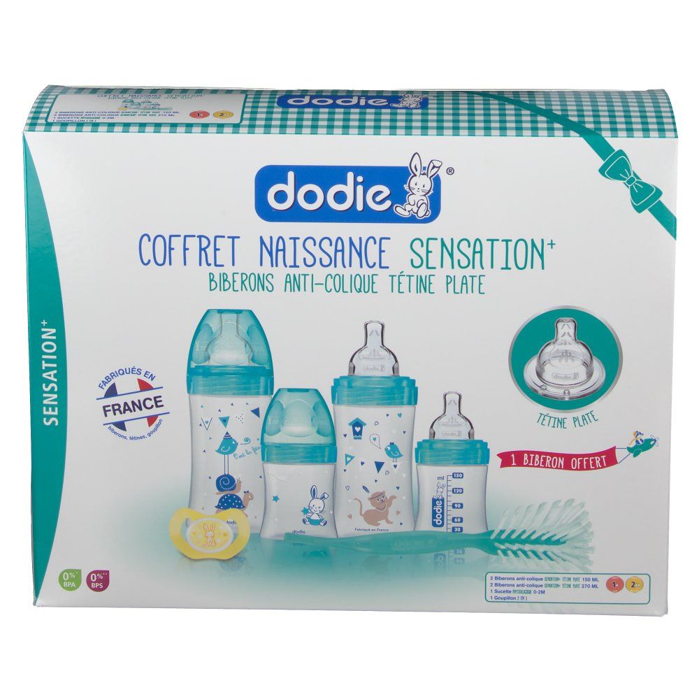 dodie® Coffret naissance Sensation+ Biberons anti-colique tétine plate