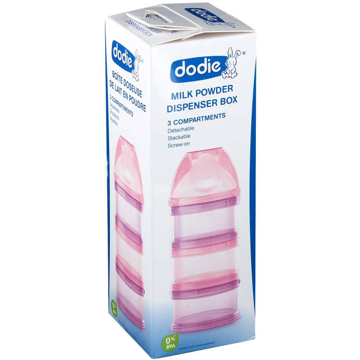 dodie® Boite doseuse de lait rose