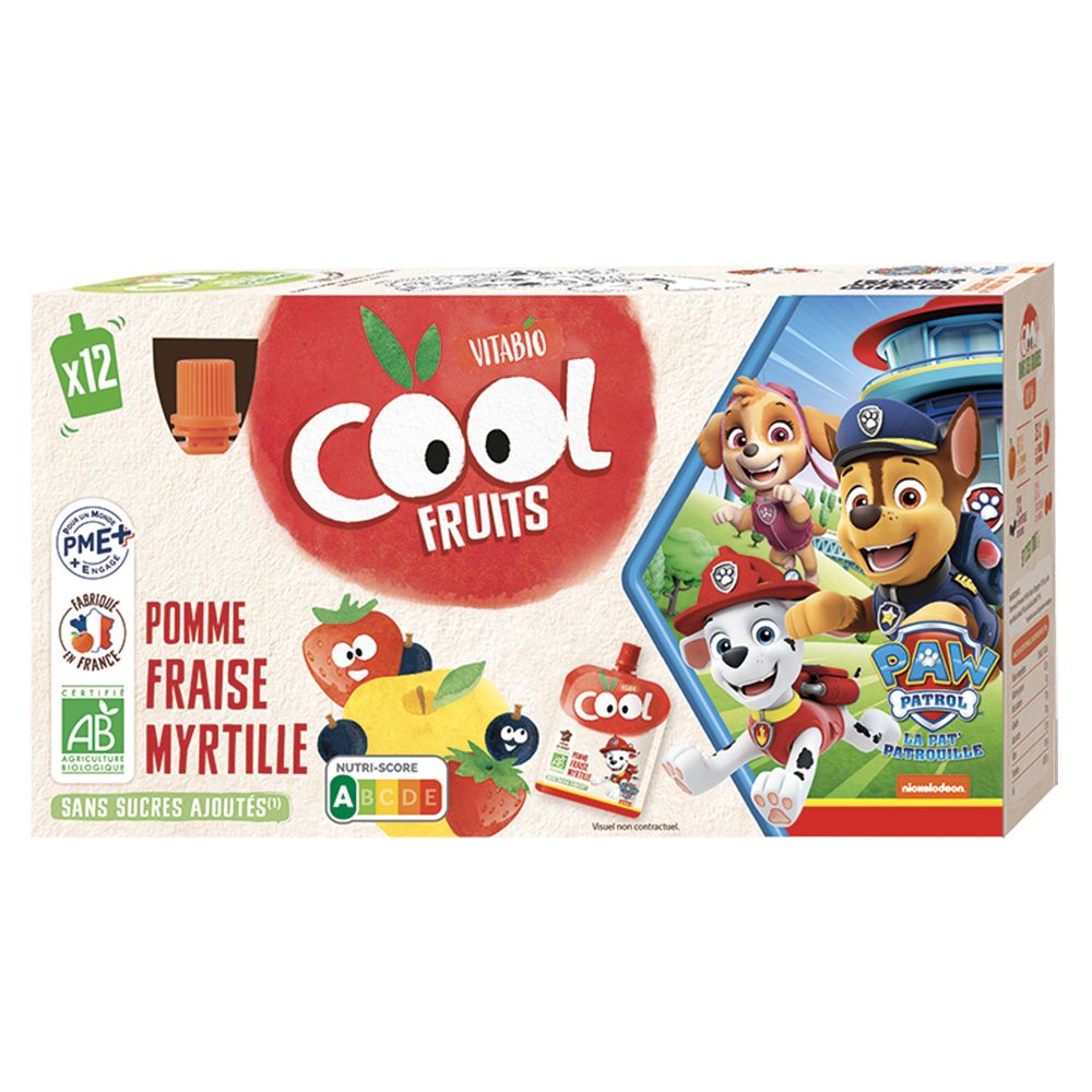 Vitabio COOL FRUITS LA PAT' PATROUILLE POMME DE FRANCE FRAISE MYRTILLE +3 ans